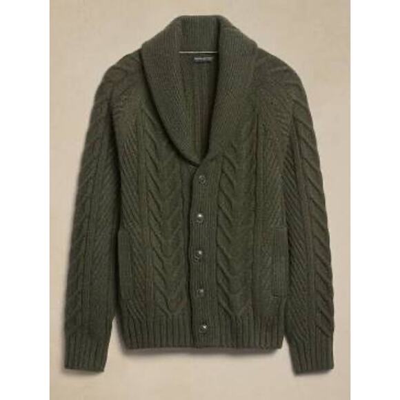 Banana Republic Men’s Treccia Shawl Wool Cardigan Chunky Fisherman S - Picture 1 of 15